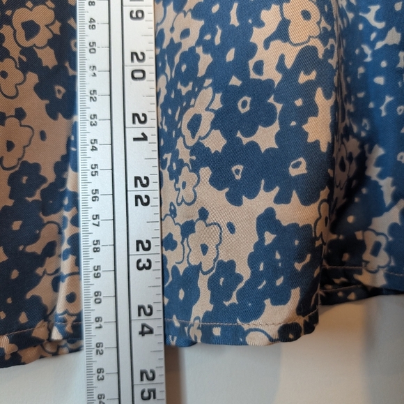 100% Silk Nougat London Blue Beige A Line Flowy Skirt Women's Large - Picture 9 of 10